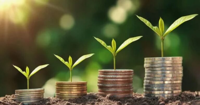 Healthy money and plant symbolizing wealth and prosperity